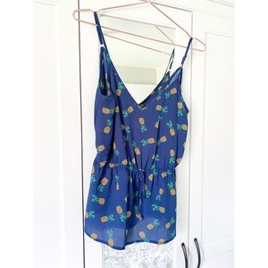 TJ Maxx Find! Blue Tank with Pineapples!